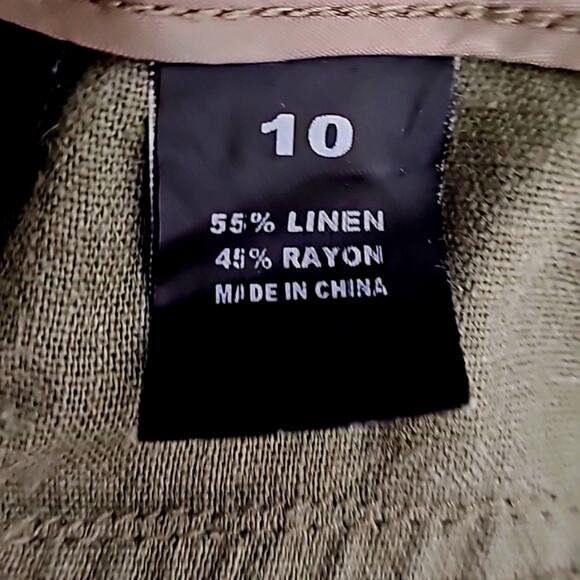 New Direction Women Linen Rayon Zip & Button Closure Tie Waist Pants Size 10 - Picture 7 of 9